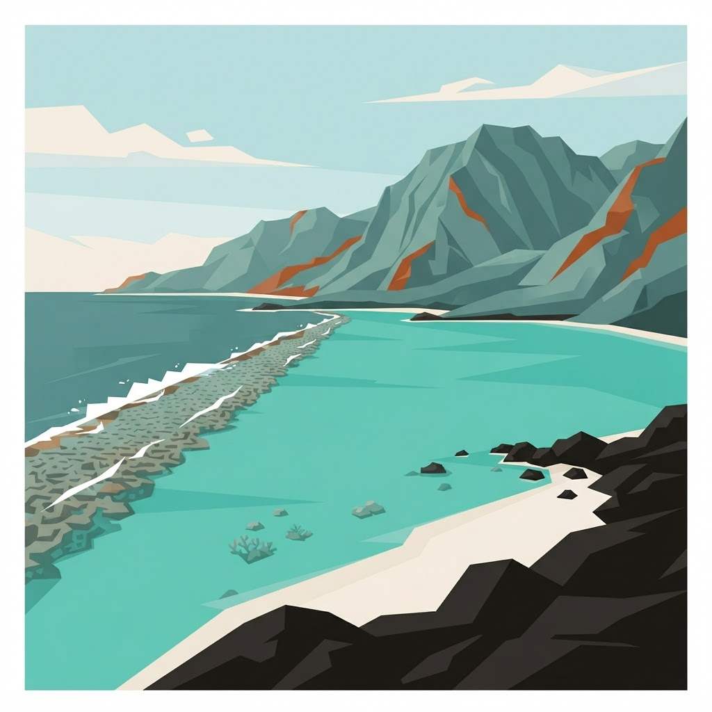 Le lagon de l'ouest de l'île, à l'heure du midi